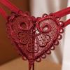 Retro Pearl Heart Embellished Low Waist Thong - Women's Beaded Seduction Panties (Style: 2253)