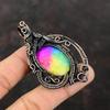 Rainbow Solar Quartz Druzy Pendant Copper Wire Wrapped Pendant Handmade Brand New Jewelry Gemstone Pendant Copper Wire Jewelry Gift For Mom