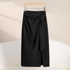 High Waist Slimming Asymmetrical Skirt With Slit For Office And Casual Wear
