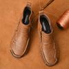 Men's Leather Boots Zipper High Top Casual Shoes