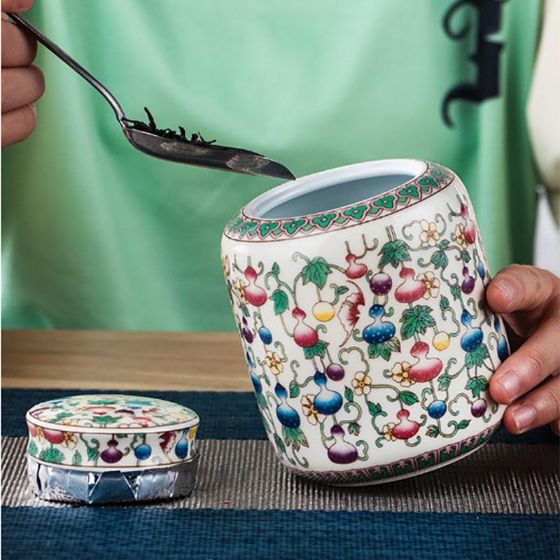 Blue and White Porcelain Storage Jar Colorful Gourd Storage Jar Home Multi-functional Candy Nut Coffee Bean Medicine Storage Box