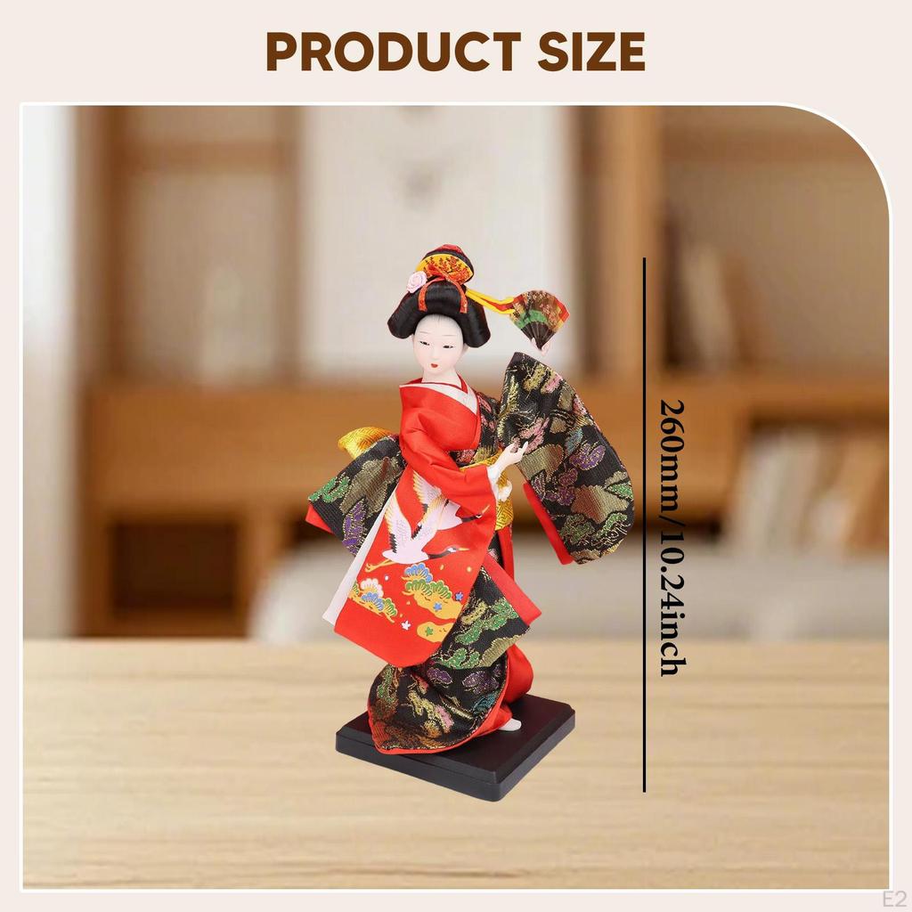 Ethnic Japanese Geisha Doll Collectible Figurine Female Statue Kimono for Home Office