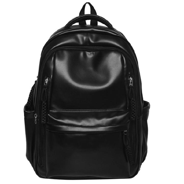 Soft PU Leather Backpack Spacious for College Essential Fashion Solid Color Laptop Daypack for Student and Commuters