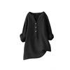 2025 Women's Solid Color Stand Collar Button Long Sleeve Cotton Linen Top