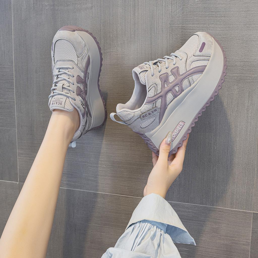 Thick-soled small Forrest Gump shoes women's 2025 autumn new light luxury explosion casual fashion heightening sports little white shoes