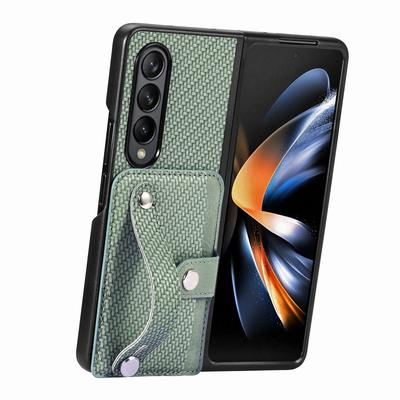 Luxusní peněženka s slotem pro karty a ochranný kryt na zápěstí pro Samsung Galaxy Z Fold 4 5G, kožené nárazuvzdorné pouzdro na telefon Coque Fundas