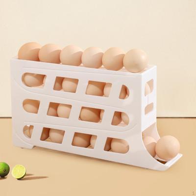 Auto Rolling Down Egg Dispenser Fresh Storage Tray Organizer Eggs Container for