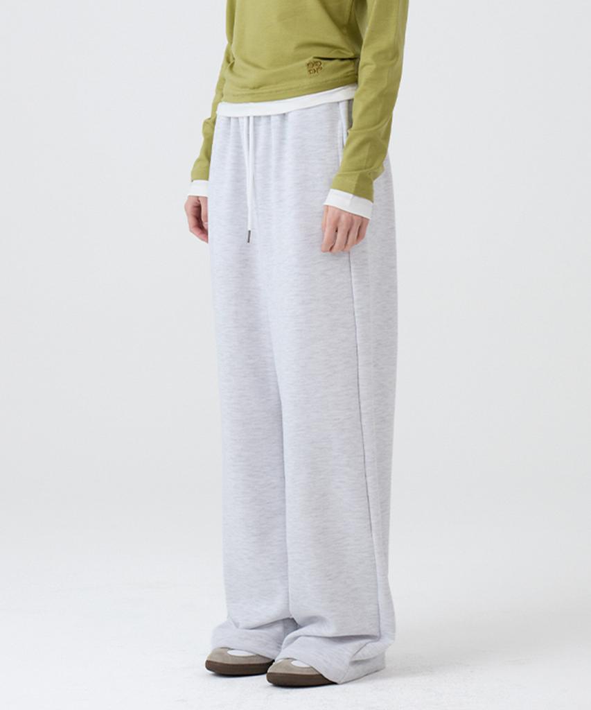DANGLEDROP Dgdp Square Logo Wide Sweatpants_White Melange