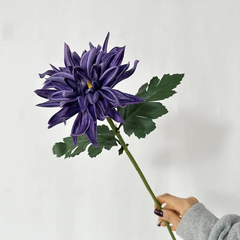 5Pcs/lot Artificial PU Dahlia Flowers Wedding Decoration Fake Flowers Arrangement Home Accessories Party Table Floral Dahlias
