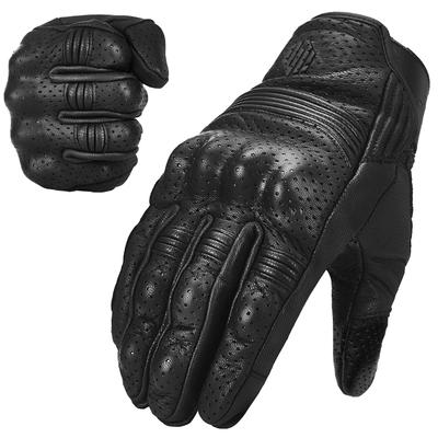 ILM Motocicleta Genuína Cabra Smartphone Touchscreen Exterior Motocicleta Nudilhos Rígidos Impacto Abrasão Tamanho G com Luvas, Couro, Flexível, Respirável,