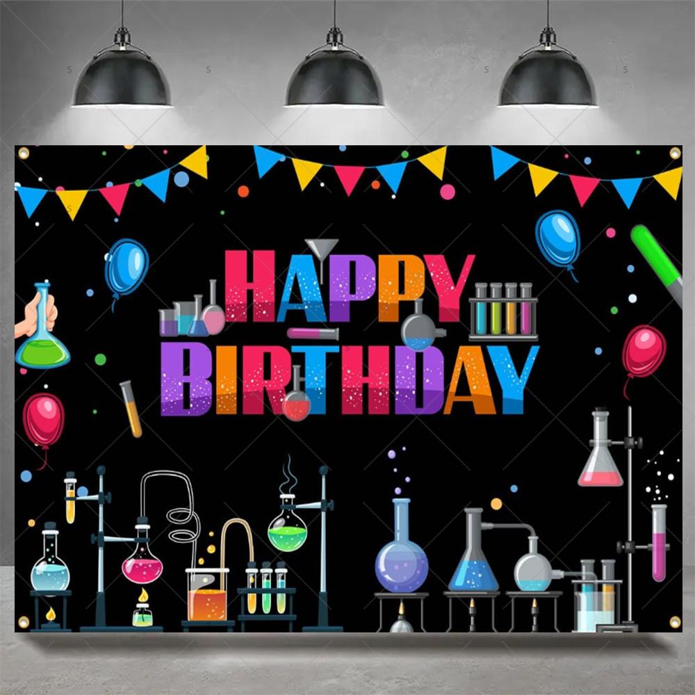 Crazy Science Fun Theme Party Decoration Background, Scientist Boys and Girls Birthday Party Decoration Photography Background