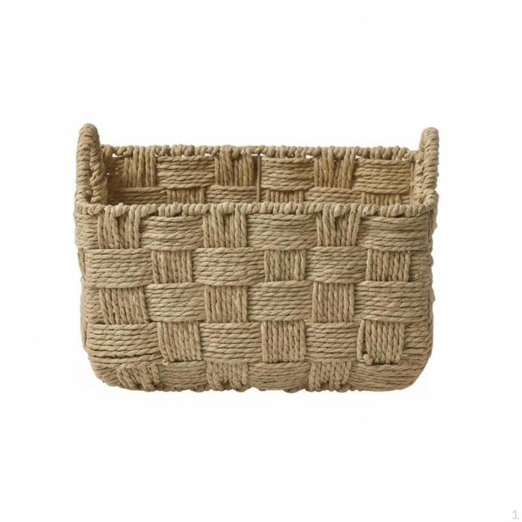 Hand-Woven Paper Rope Basket Openwork Design Rectangular