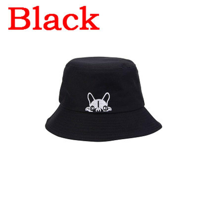 Unisex Embroidered Cute Dog Foldable Bucket Hat Beach Sun Hat Street Headwear Outdoor Cap Men and Woman Hat