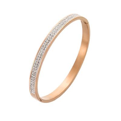 Bracelet simple en acier inoxydable et titane, aimant et ne se décolore pas, haut de gamme et plein de diamants pour filles