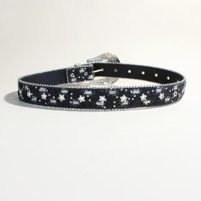 Cintura da Donna Punk Rock Edgy per Jeans Fibbie Charms Pelle PU Cinturino Regolabile