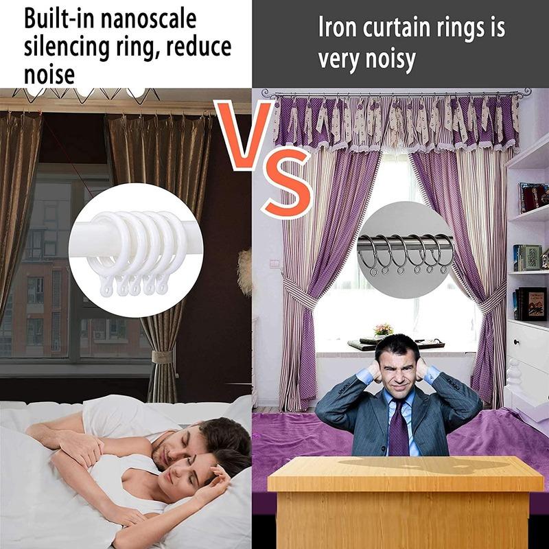 32PCS Plastic Curtain Grommets Nanoscale Low Noise Silence Sliding Roman Rings Inner Diameter 30/42mm Curtain Eyelet Rings