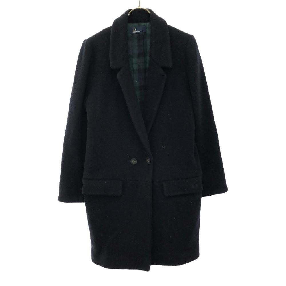 Fred Perry Wool Chester Coat 8 Navy Women Used