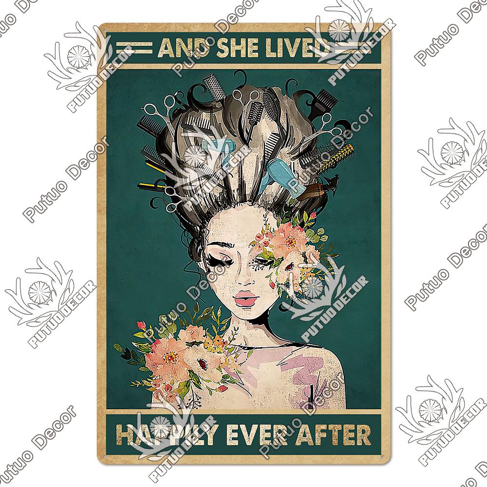 Decor Barber Tin Sign Plaque Metal Plate Vintage Retro Barber Shop Wall Art Posters Iron Painting for Room House Stickers