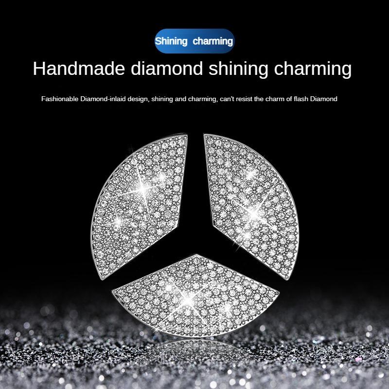 HXA1 1PC 45/50mm Car Steering Wheel Emblem Crystal Diamond Sticker Mercedes Benz A B C E Class GLA CLA GLC GLK GLE Series Accessories