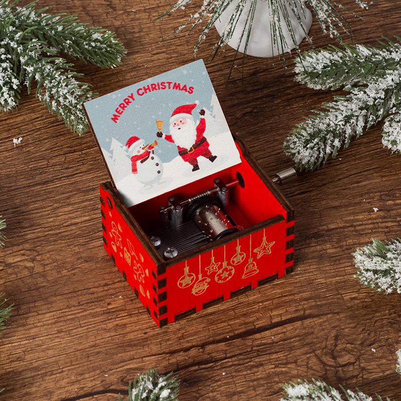 Wooden Hand-Cranked Christmas Music Box Ornament