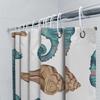 Seashell Seahorse Shower Curtain Waterproof Fabric Bath Decor Blue Green Print Home Decorative Washcloth White Background Patter