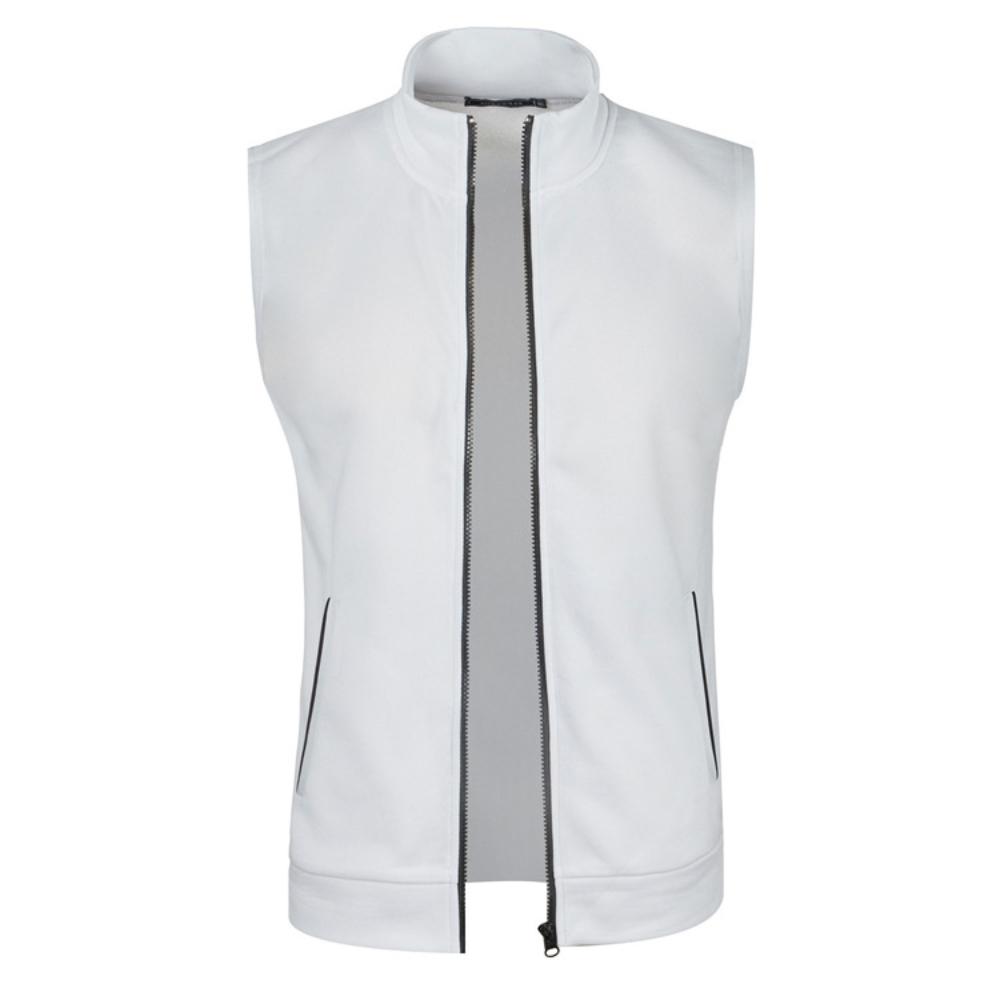 Men Fashion Solid Color Slim Fit Sleeveless Jacket Zipper Tank Tops Cardigan Knitwear Casual All-match Coat