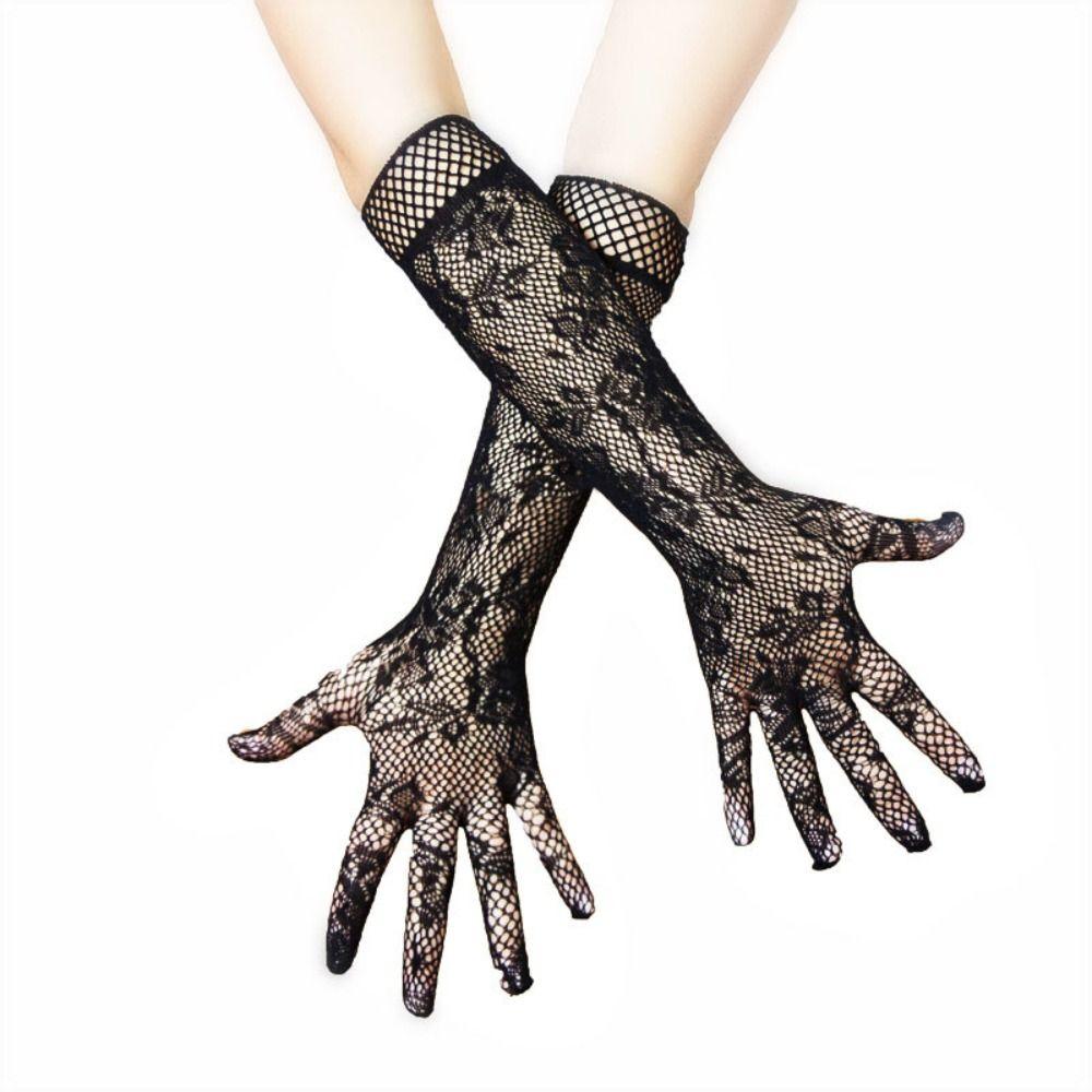 Fishnet Lace Flower Gloves Thin Mesh Hollow Gloves Elegant Summer Mittens  Riding