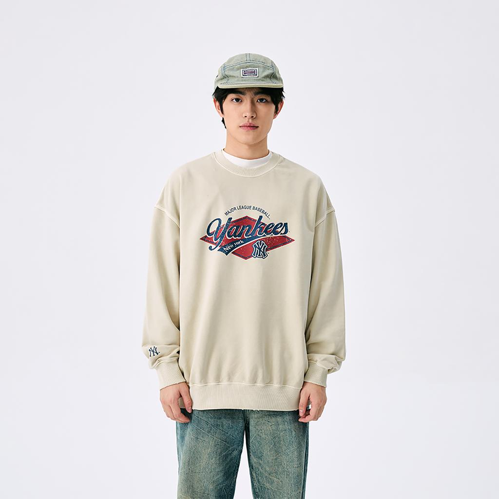 New MLB MLB Preppy Style Collection New York Yankees SS25 Sweatshirt Unisex Linen Sandy Brown 3AMTV0751-50SAM