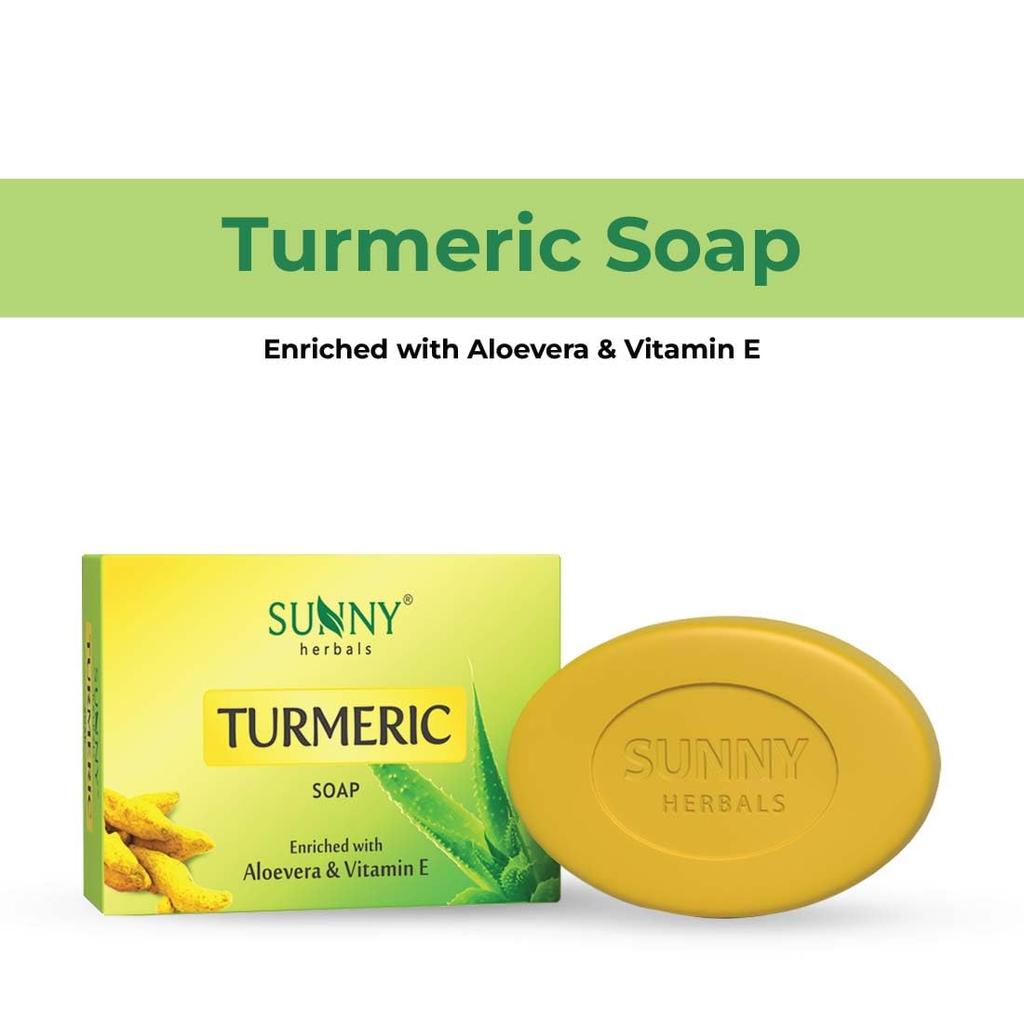 Sunny Herbals Turmeric Bath Soap Bars For Glowing Skin Deep Cleanse Exfoliating Wash Daily Home Use 75 gX Pack Of 4