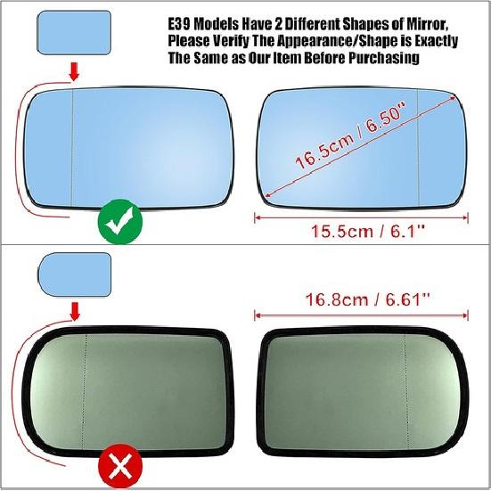 Driver/Passenger Side Mirror Glass For BMW E46 E39 Blue Tinted W/Holder Heated