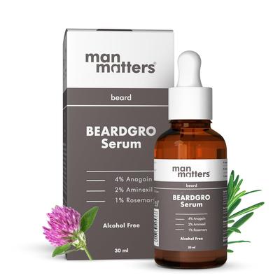 Man Matters BeardGro Siero per la Crescita della Barba per Uomini 30ml Confezione da 1 | Barba più Folta & Riduzione delle Zone Vuote