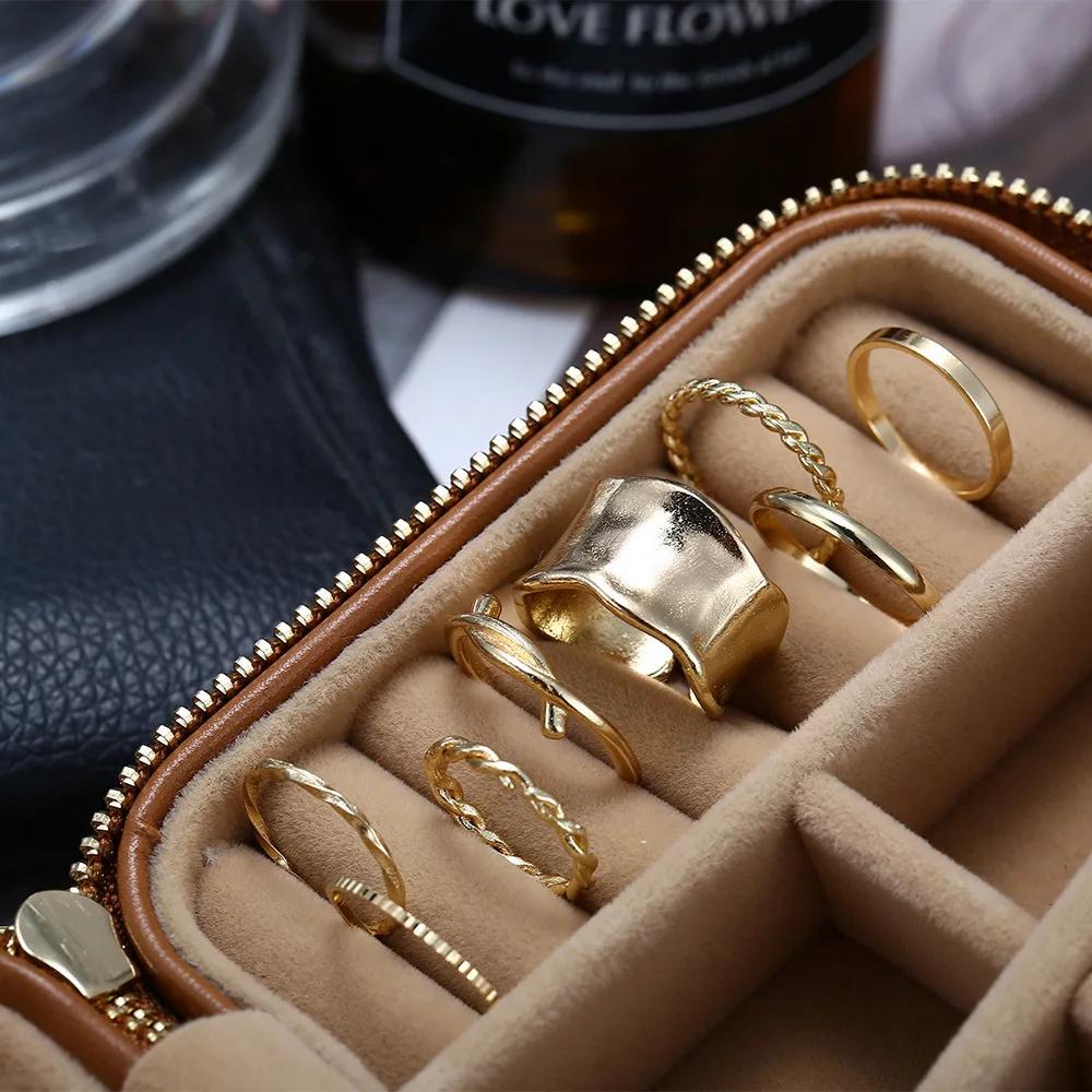 2021 Spring New Metal Ring Set Simple Ring Set 8 Piece Set Banquet Zircon Accessories