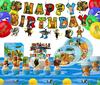 1SET/66PCS Shanhaijing Happy Birthday Theme Cartoon Children's Party Supplies Tableware Funny Birthday Decorations Flag