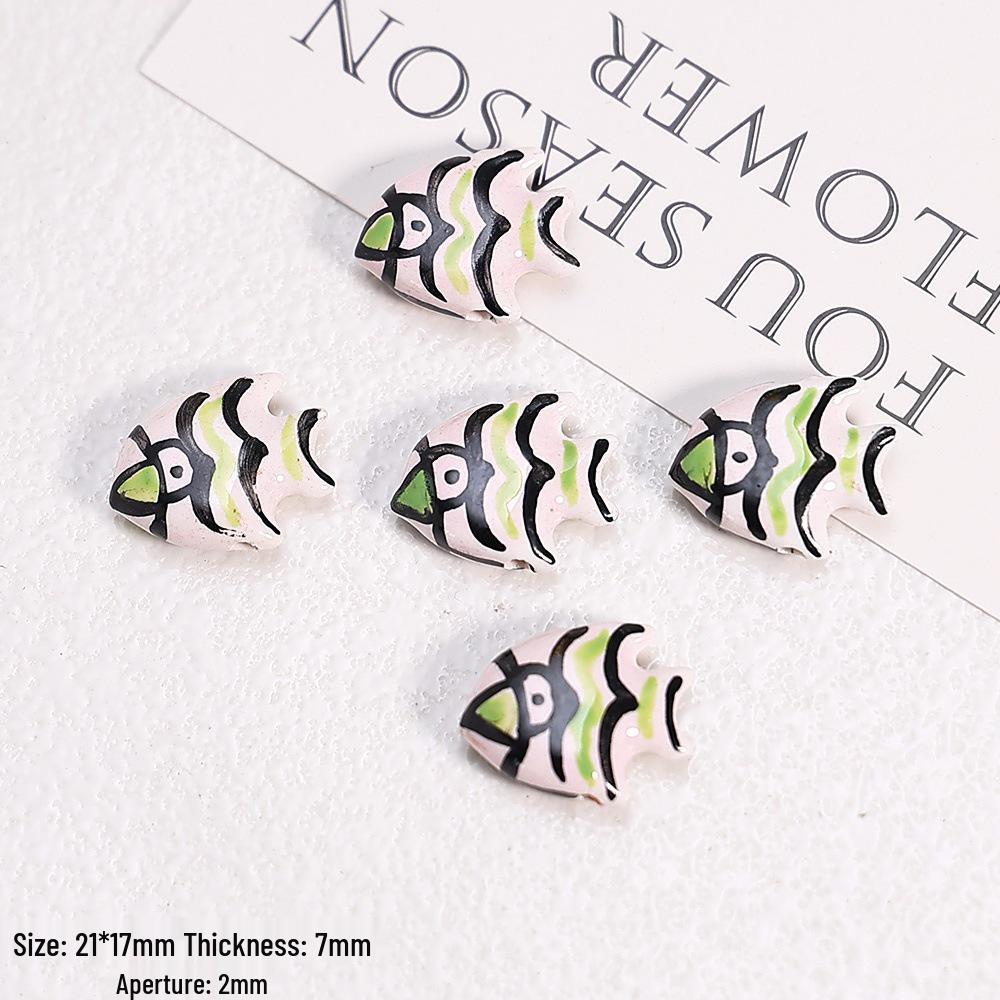 Hand-Painted Ocean Ceramic Beads: Tropical Fish, Starfish, and Seashell Shapes for DIY Jewelry