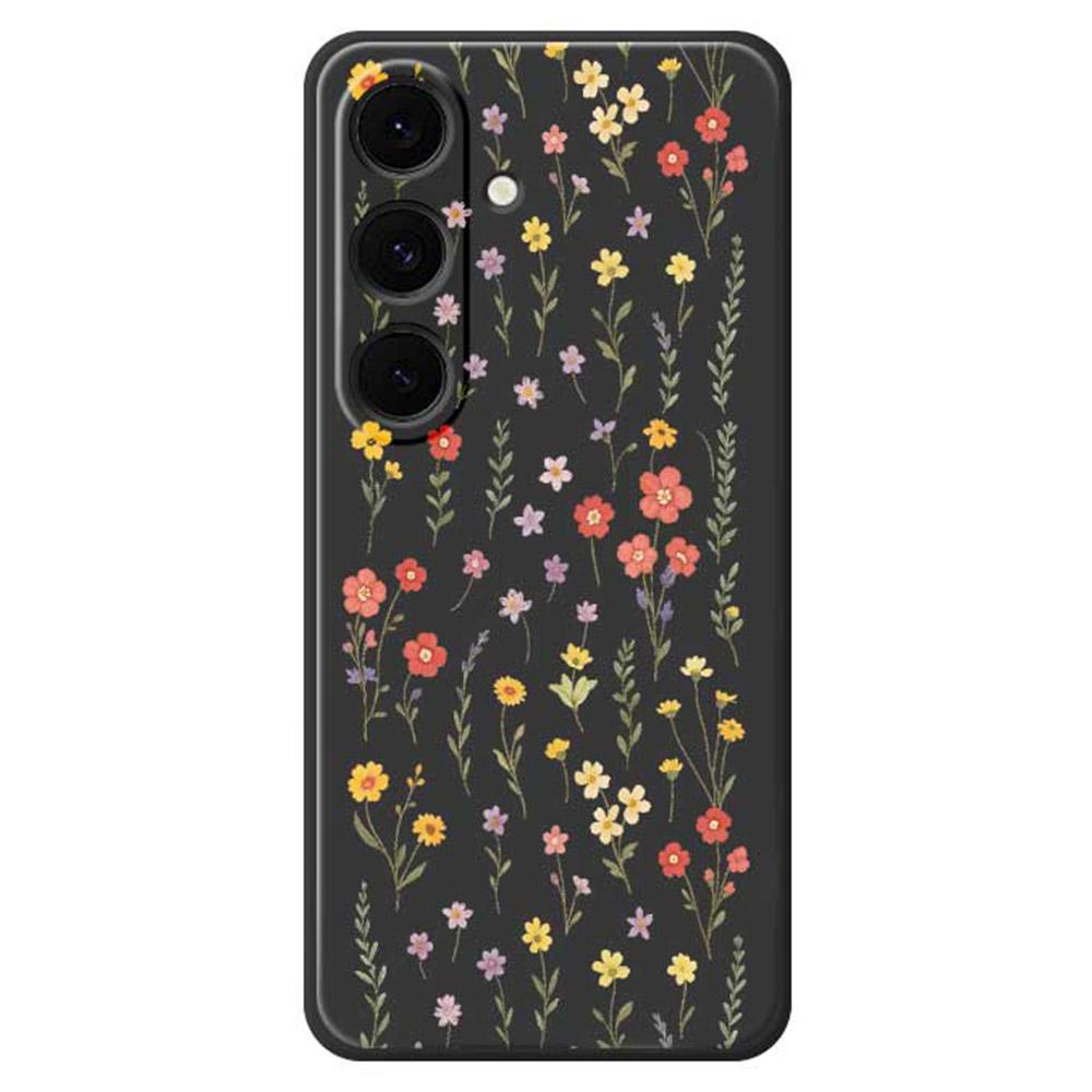 For Samsung Galaxy S25+ Case Flowers and Grass Pattern Printing Straight Edge TPU Phone Back Cover