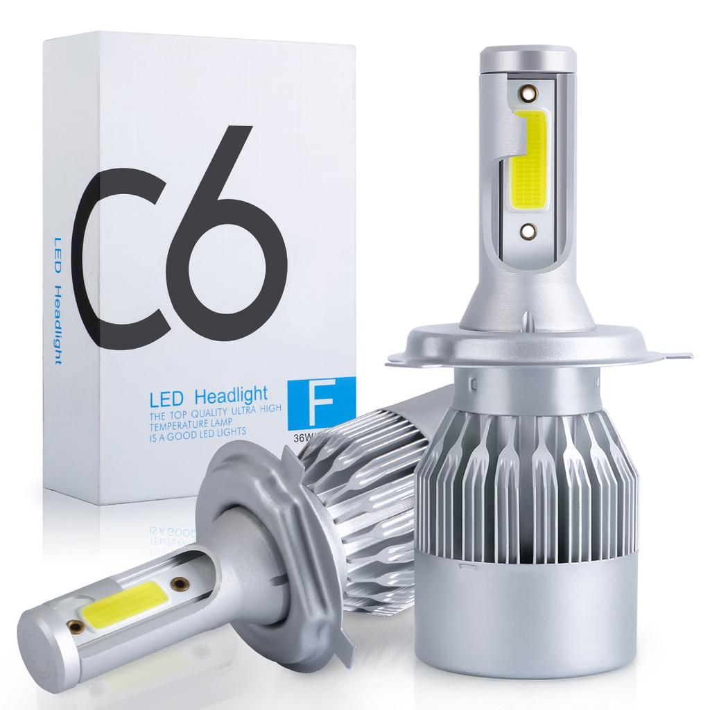 Car Led Headlights C6 H4 H7 H11 9005 9006 7600LM 36W LED Car Headlight Hi / Lo Beam Light Bulbs Colour 6000K