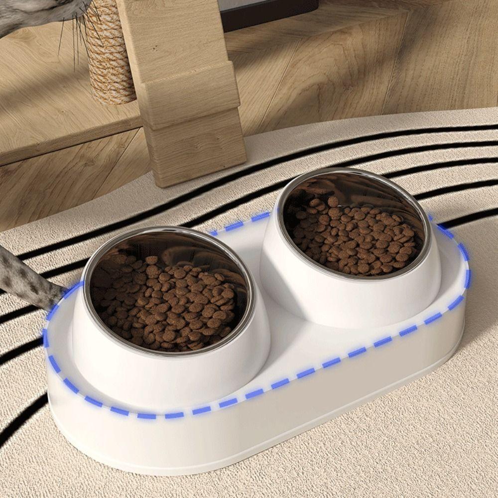 Slanted Mouth Pet Feeding Double Bowls Portable Pet Drinking Feeder Dog Food Basin  Water Container