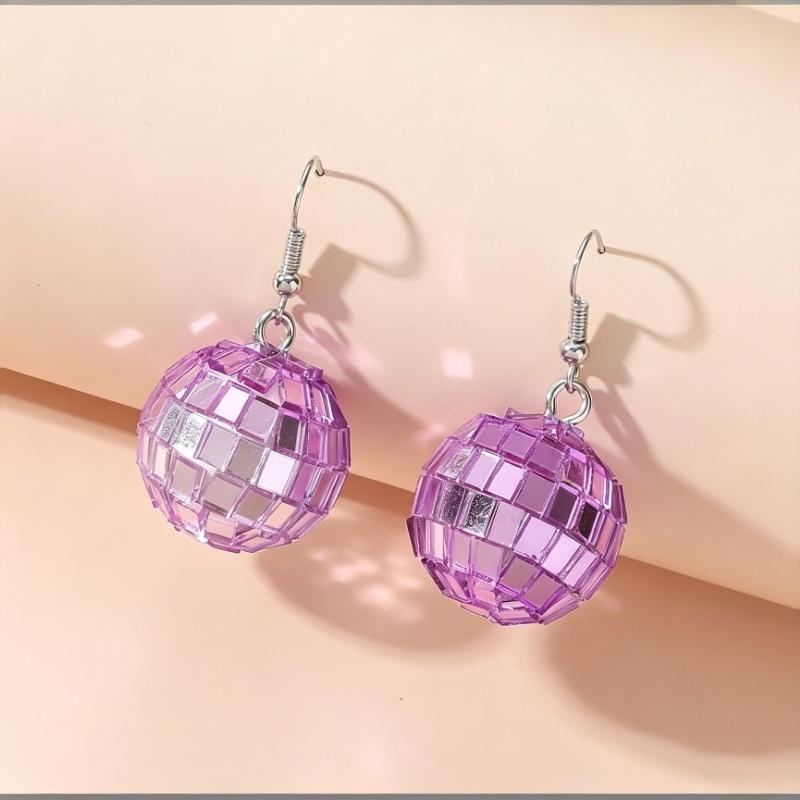 Stylish Retro Disco Ball Pendant Earrings For Women Birthday Gift Party