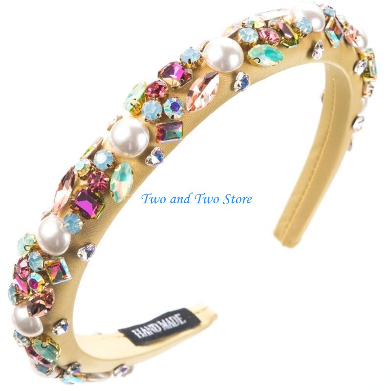 HX6F Delicate Beaded Embellished Hairband Headpiece Casual Headband Party Makeup Fashionable Hair Accessories for Women