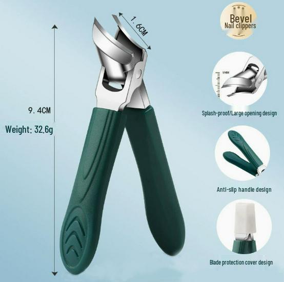 Super Sharp Oblique Nail Clippers with Large Opening, Anti-Splash Design - Ideal for Ingrown and Thick Toenails
