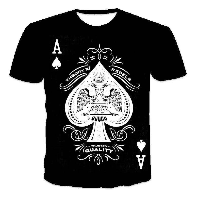 

Футболка с коротким рукавом с 3D принтом Ace of Spades, мужская модная уличная одежда с круглым вырезом