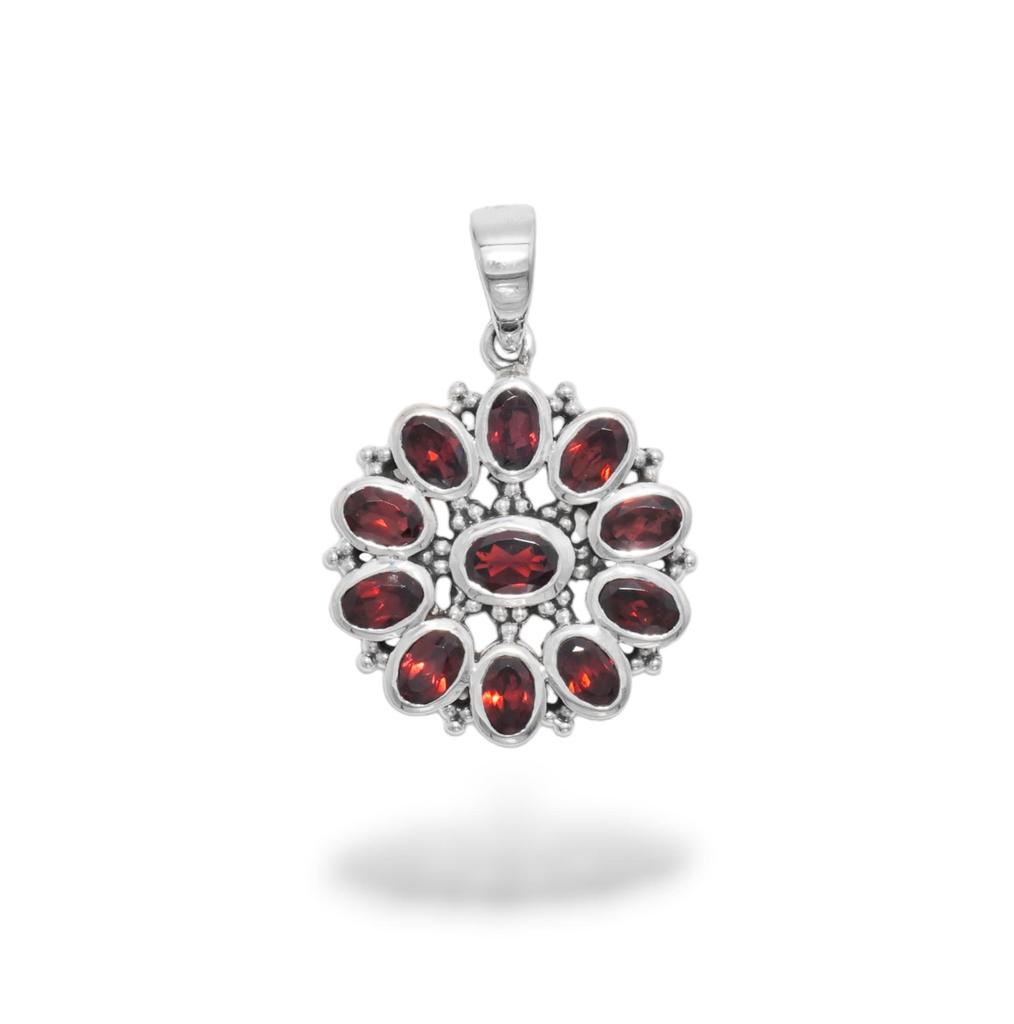 Citrine Floral Pendant, 925 Sterling Silver, Anniversary Gift