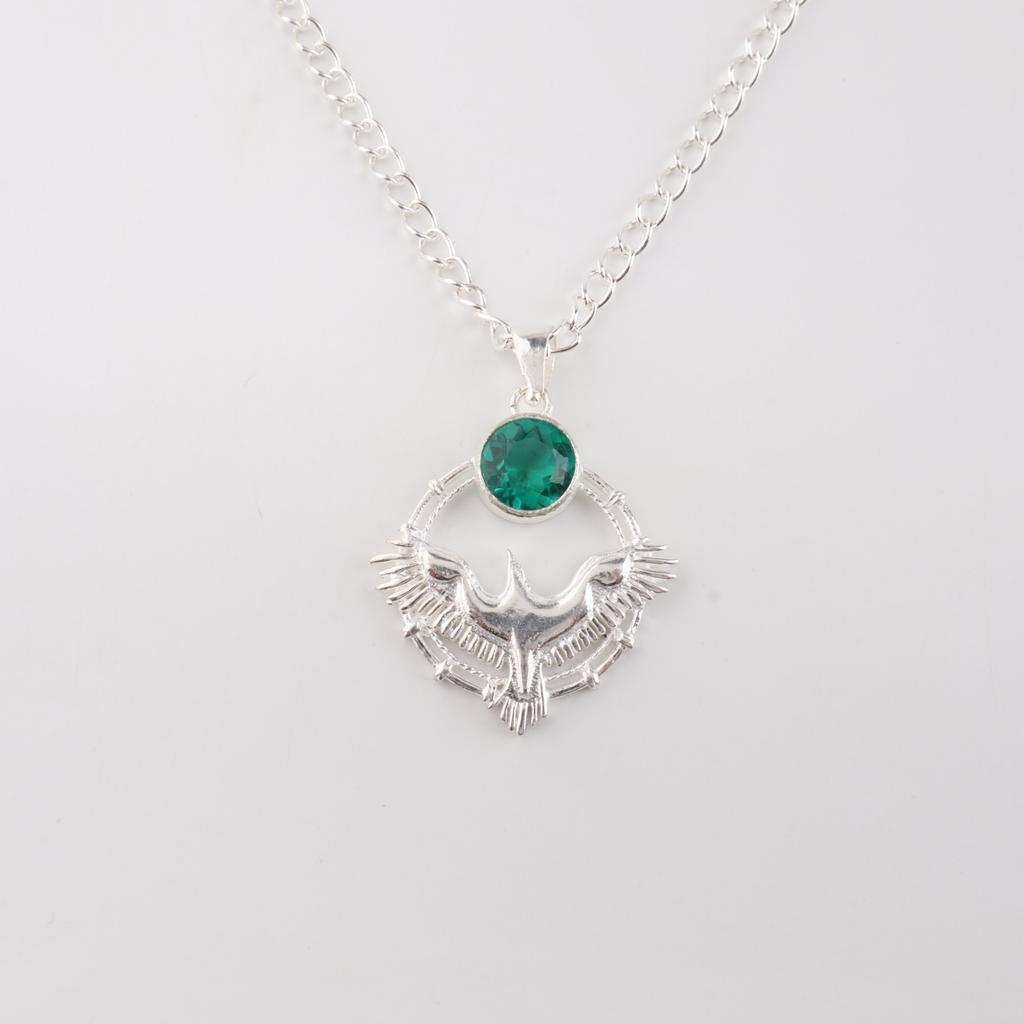 Chrome Diopside Gemstone 925 Sterling Silver Women Jewelry Unique Pendant 1.43" CP-38-1