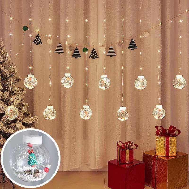 Weihnachtswunschkugel LED-Lichterkette: Kupferdraht Lichterkette für Schneemann & Weihnachtsmann Einkaufszentrum Fensterdekoration
