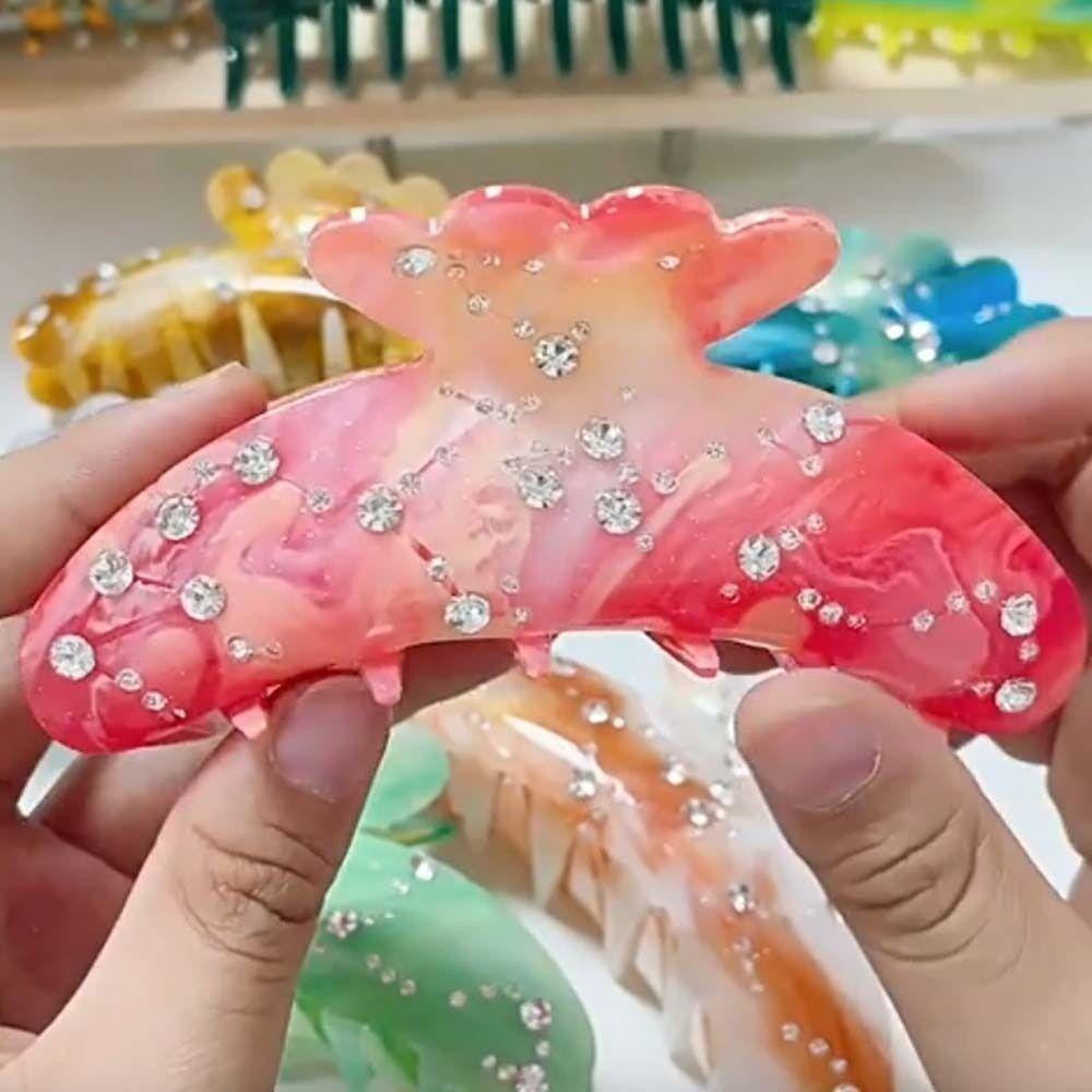Waterproof Acrylic Rhinestone Hair Claw Korean Style Girl Hair Accessories  Gifts