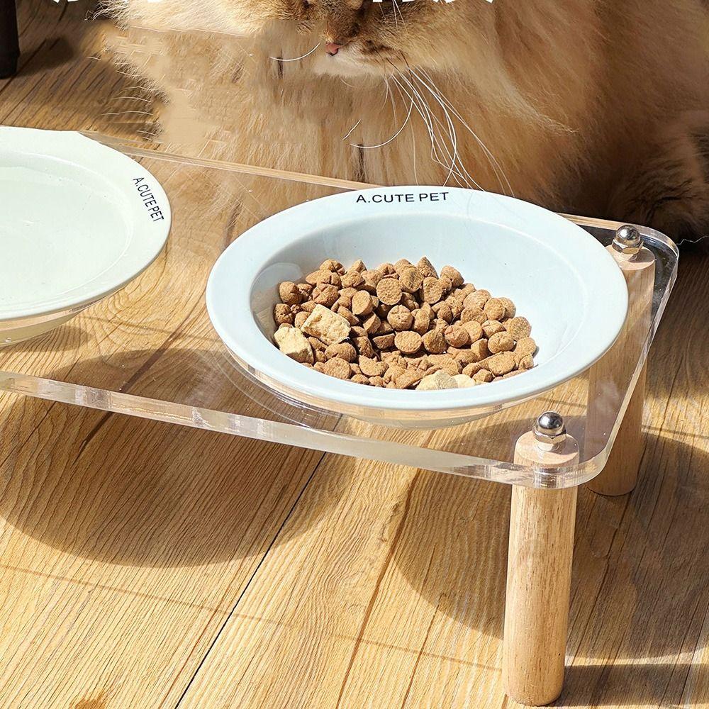 Protect Cervical Spine Raised Cat Feeder Single/Double Bowl Cat Drinking Feeding Bowl  Indoor