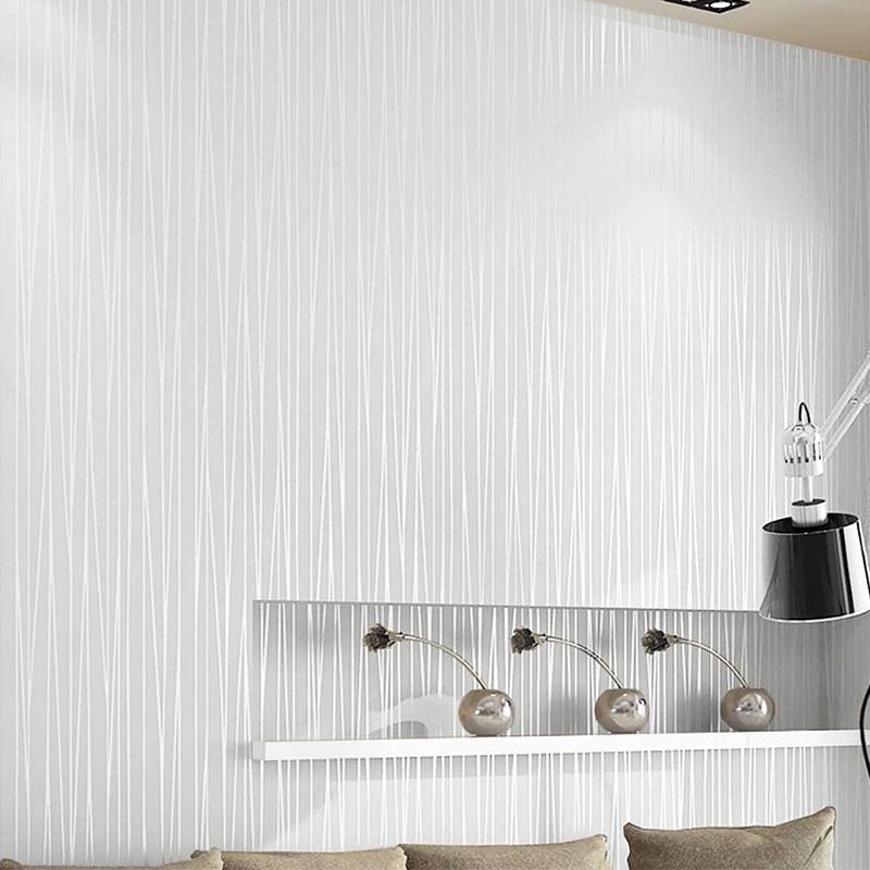 White Stripe Peel and Stick Wallpaper White Solid Color Contact Paper Stripe Self-Adhesive Wallpaper Removable Waterproof Decor