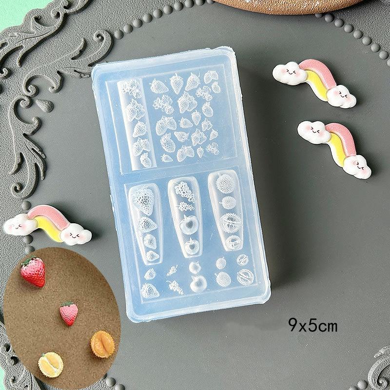 3D Fruit Silicone Nail Mold Sweet Flower Petals Fairy Nails Templates Diy Nail Art Decor Manicure Template For Nail Charms