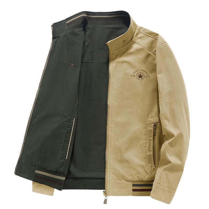 Autumn Men's New Middle-aged Jacket Men's Loose Large Size Double-sided Men's Coat
