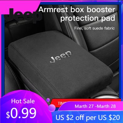 For Jeep Car Armrest Mats Memory Foam Arm Rest Cushion Accessories For Jeep Grand Cherokee Wrangler JK Gladiator Compass Rene